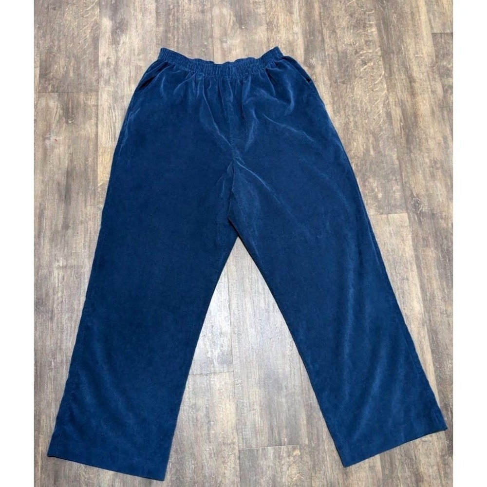 Alfred Dunner Navy Blue Corduroy 16P Pants‎ Elastic Waist Relaxed Fit  Womens